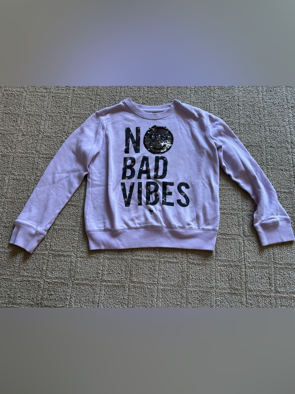 Abercrombie Kids Girls' Lilac 'No Bad Vibes' Sequin Sweatshirt